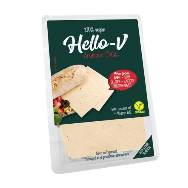 Roślinna alternatywa sera z chilli plastry, 140 g, Hello-V
