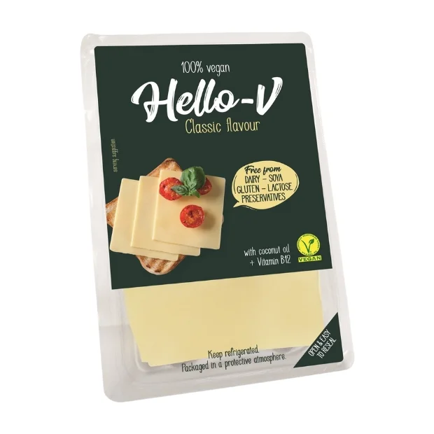 Roślinna alternatywa sera żółtego plastry, 140 g, Hello-V