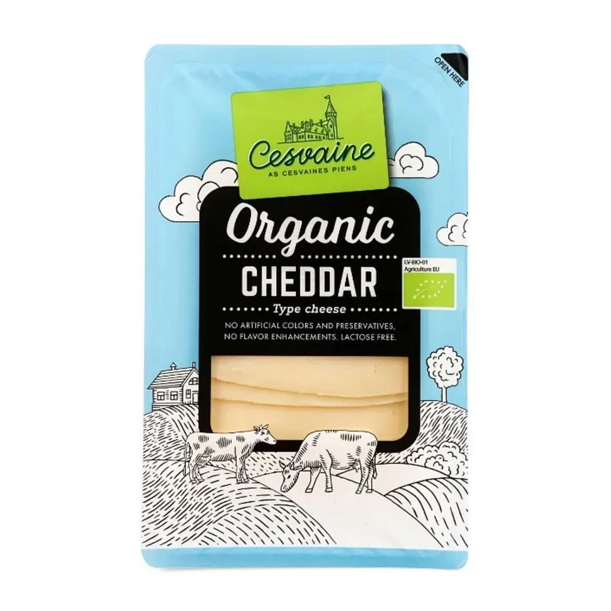 Ser cheddar w plastrach Bio, Cesvaine