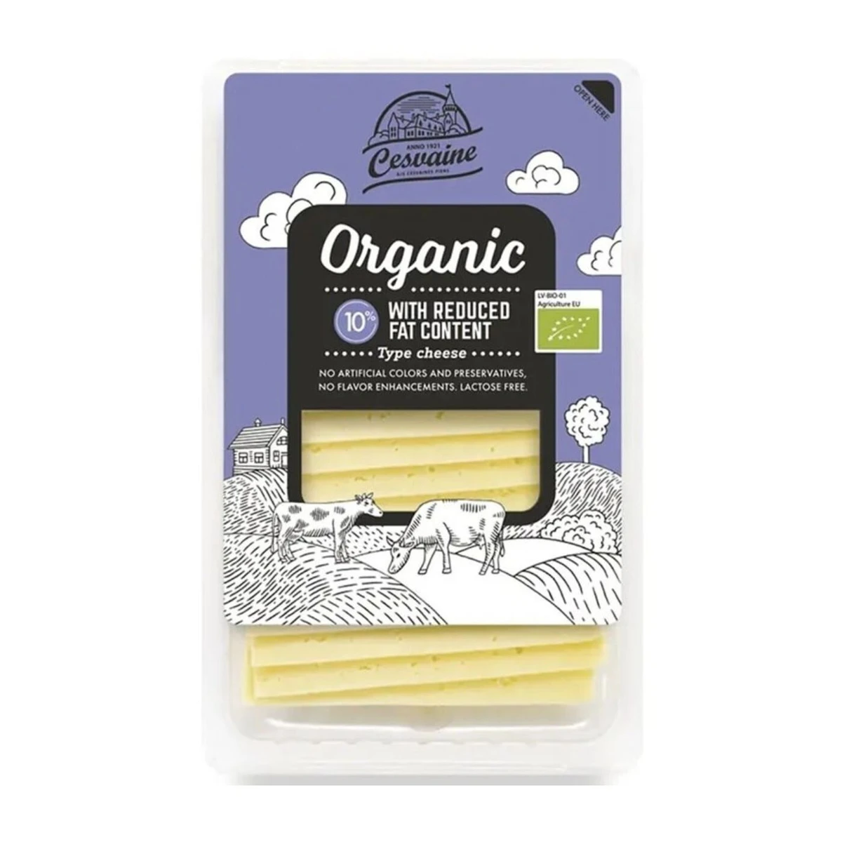 Ser żółty o obniżonej zawartości tłuszczu w plastrach Bio, Cesvaine