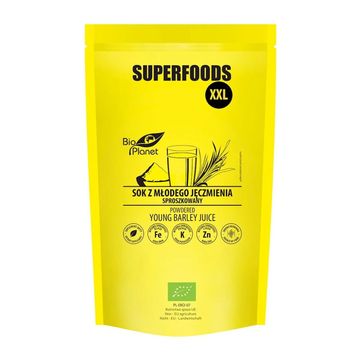 Sok z młodego jęczmienia sproszkowany Bio, 500g, Bio Planet