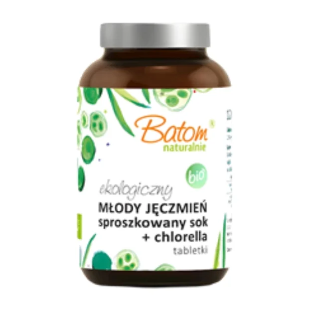 Sok z młodego jęczmienia sproszkowany + chlorella Bio 240 tabletek, Batom