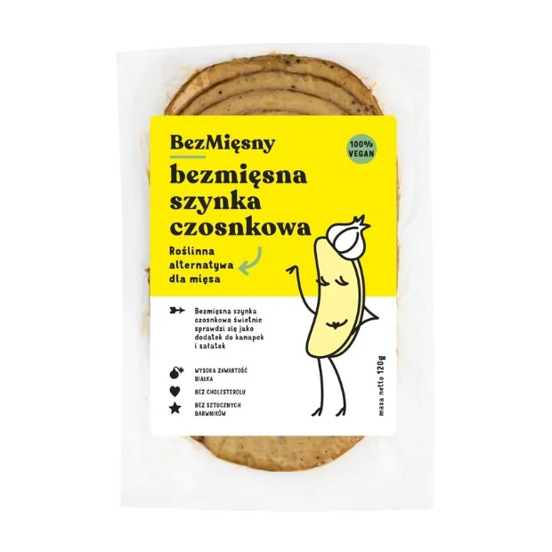 Wegańska szynka czosnkowa, 120g, BezMięsny  