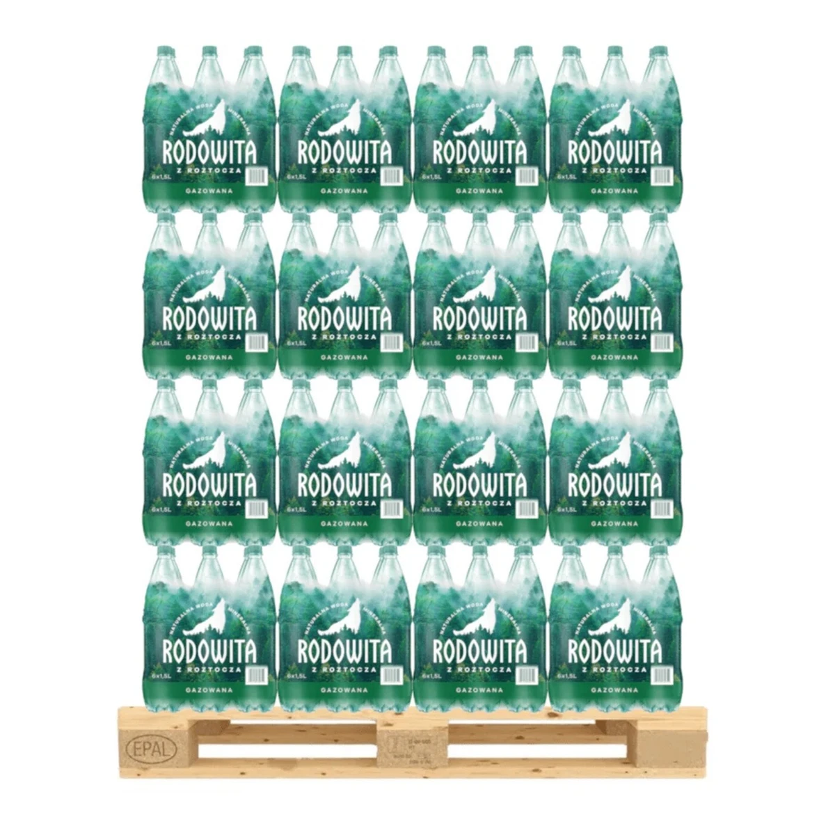 Woda mineralna gazowana, 1,5l, paleta 456 szt., Rodowita z Roztocza