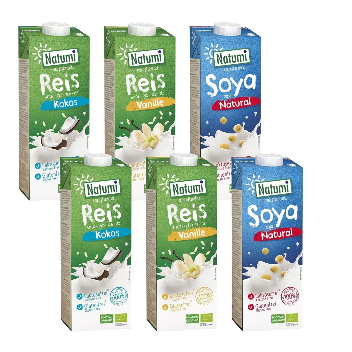 Zestaw napojów roślinnych BIO: ryżowo-kokosowy, ryżowo-waniliowy, sojowy bez dodatku cukrów