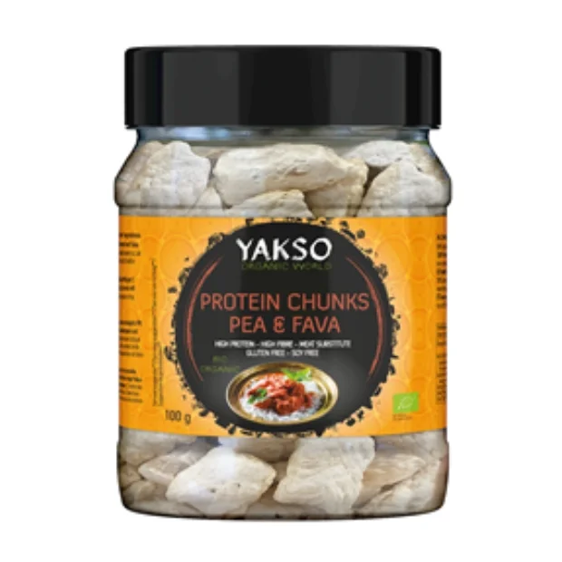 Zamiennik mięsa z białka grochu i bobu bezglutenowy Bio, 100 g, Yakso