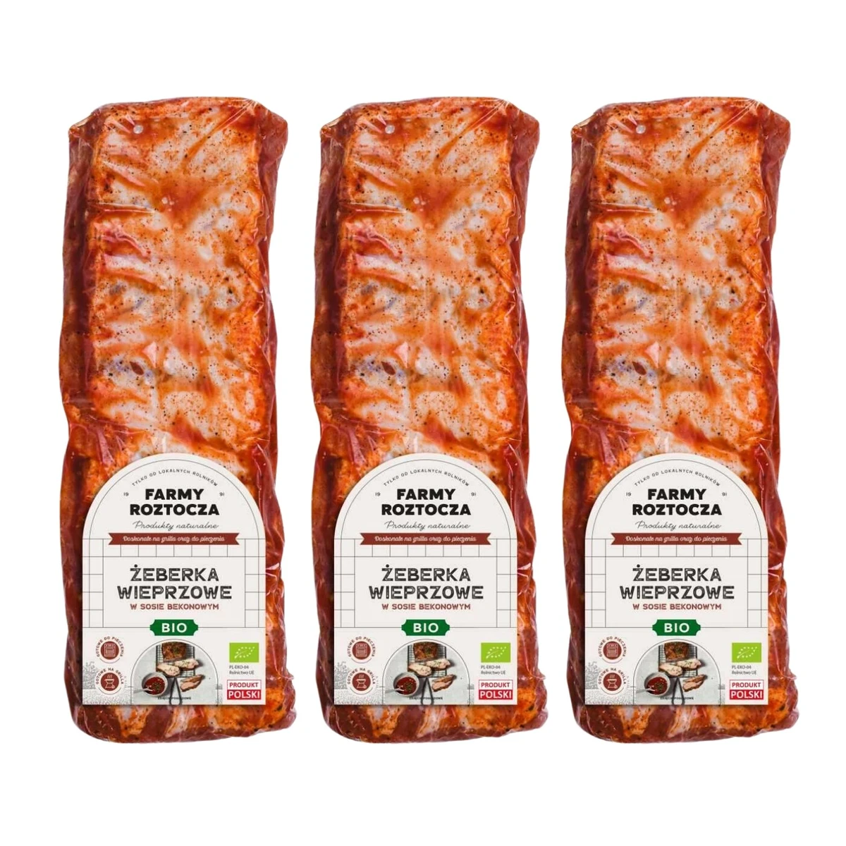 Żeberka w sosie bekonowym Bio, 3 szt., Farmy Roztocza