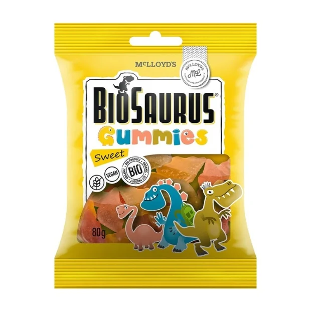 Żelki słodkie bez glutenu Bio, 80 g, BioSaurus