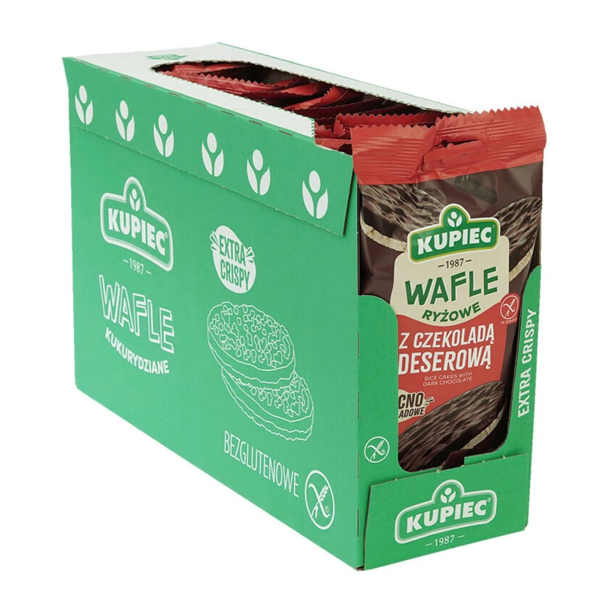 Zestaw 12 szt. wafle ryżowe z czekoladą deserową, Kupiec   