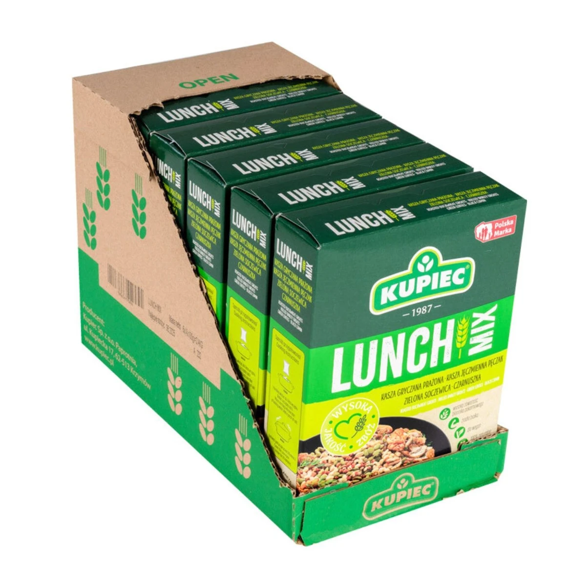 Zestaw 6 szt. Lunch mix kasza gryczana, pęczak, soczewica, czarnuszka, Kupiec