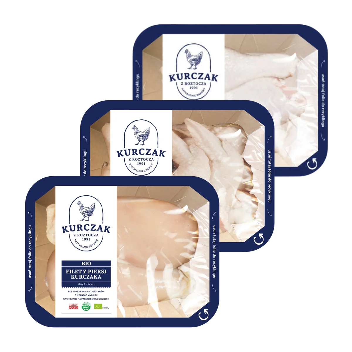 Zestaw mięsa Bio: filet z piersi kurczaka, skrzydełka z kurczaka, podudzia z kurczaka, Kurczak z Roztocza