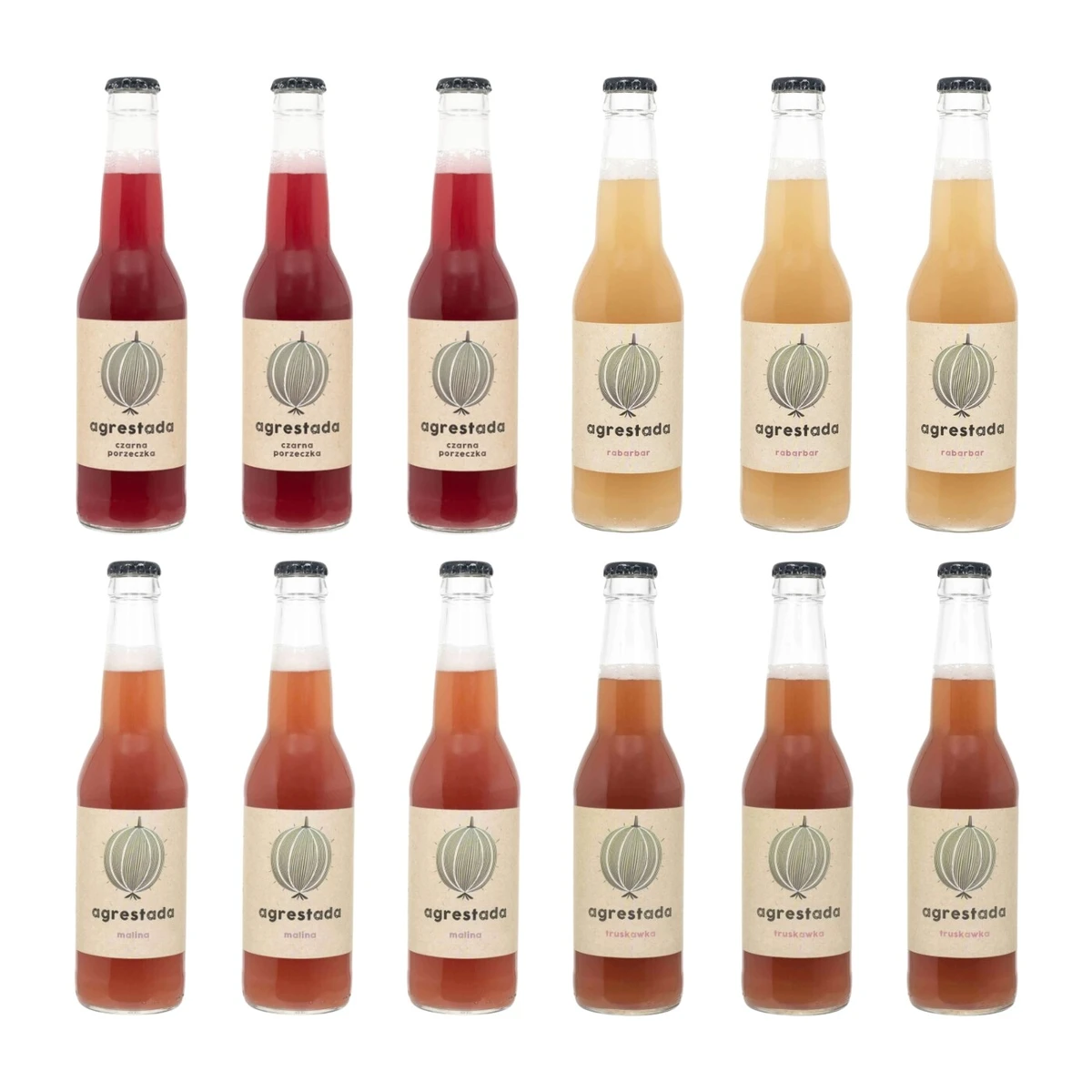 Zestaw napojów: cz.porzeczka, rabarbar, malina, truskawka, Owocowe Smaki