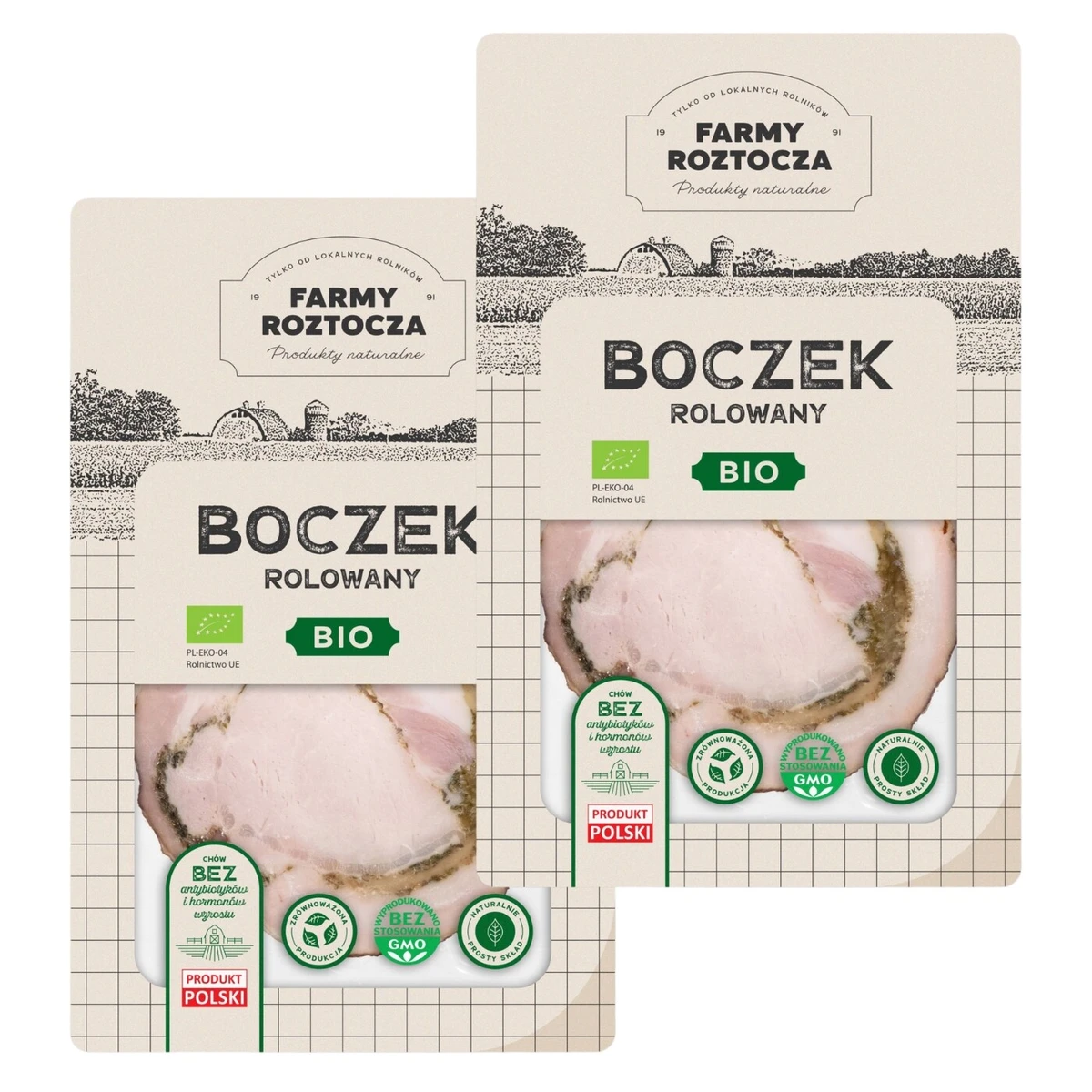 Boczek rolowany w plastrach Bio 200g, Farmy Roztocza