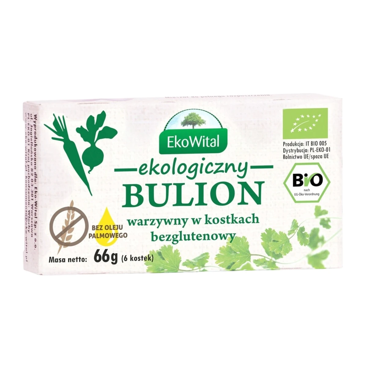 Bulion warzywny w kostkach bez drożdży, bez oleju palmowego Bio, EkoWital