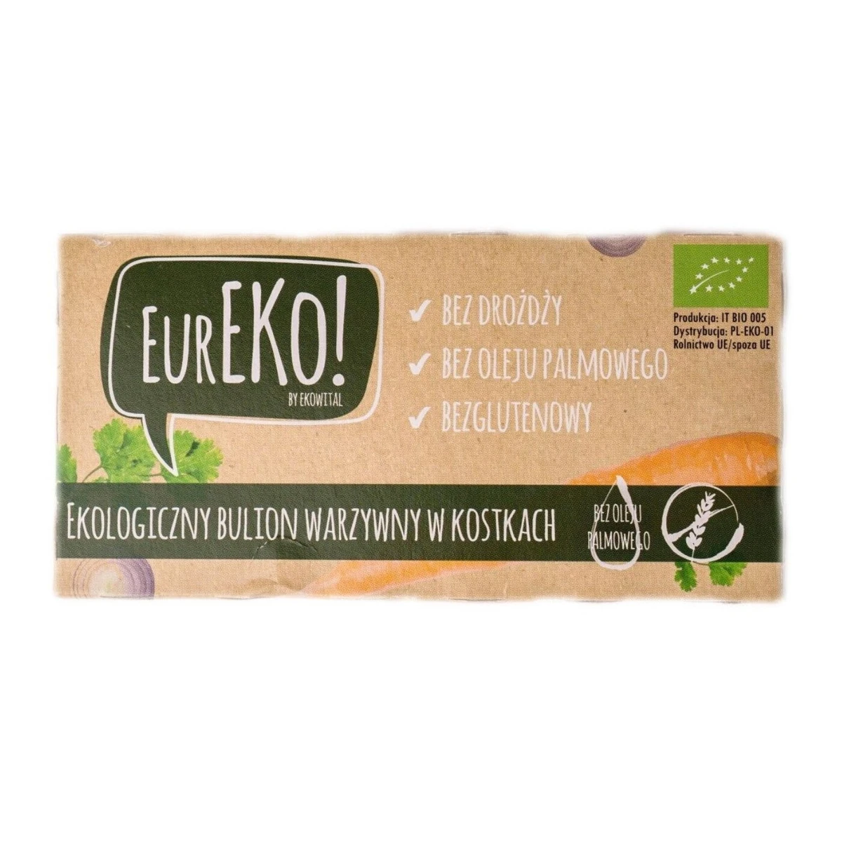 Bulion warzywny w kostkach bez drożdży, bez oleju palmowego Bio, EurEko