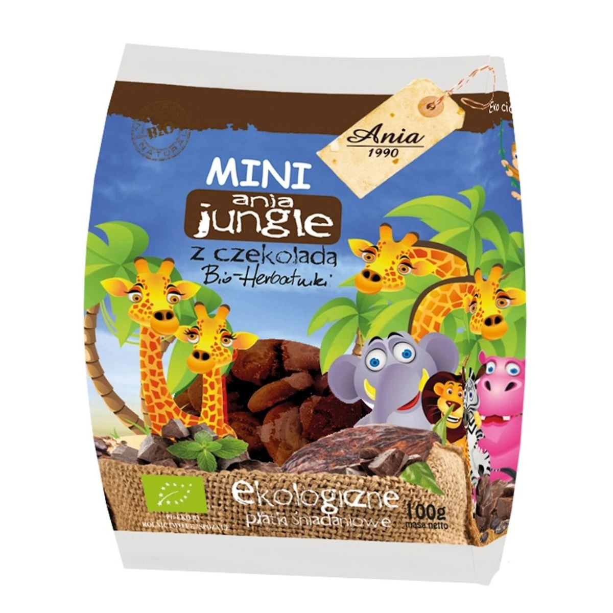 Ciastka z czekoladą Mini Jungle Bio, Ania