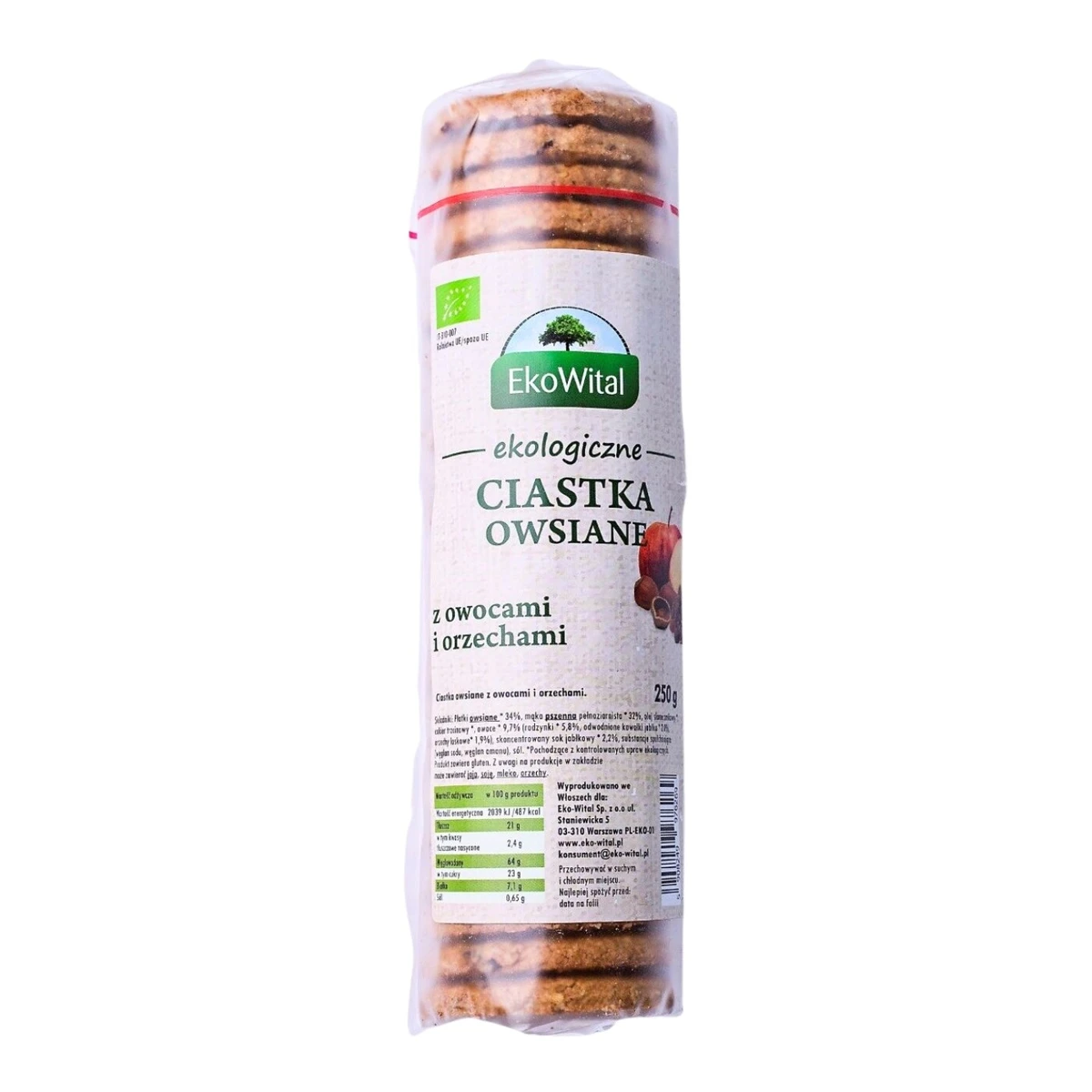 Ciastka owsiane z owocami i orzechami Bio, EkoWital