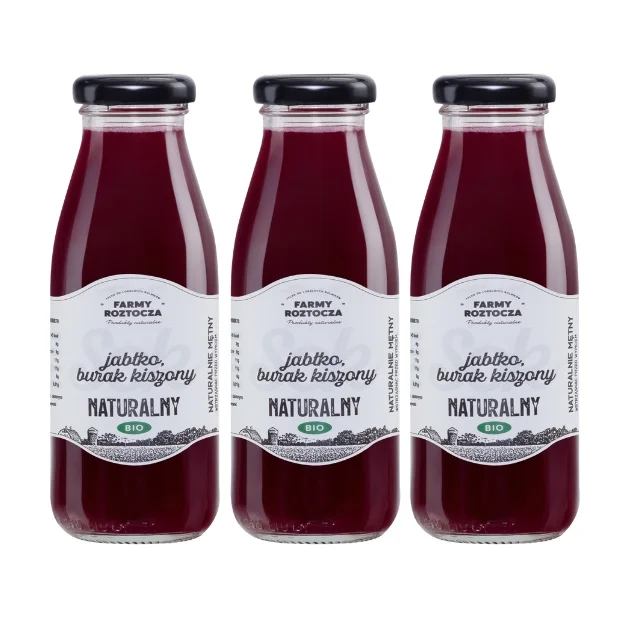 Sok jabłko burak kiszony Bio, 3 butelki x 250 ml, Farmy Roztocza