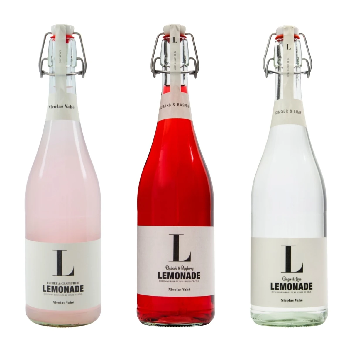 Zestaw lemoniad: liczi i grejfrut, malina i rabarbar, imbir i limonka, Nicolas Vahé