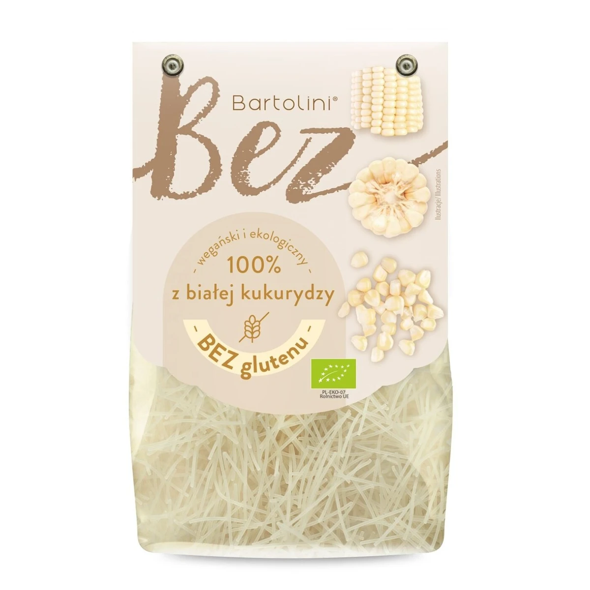 Makaron z białej kukurydzy krajanka bezglutenowy Bio, Bartolini