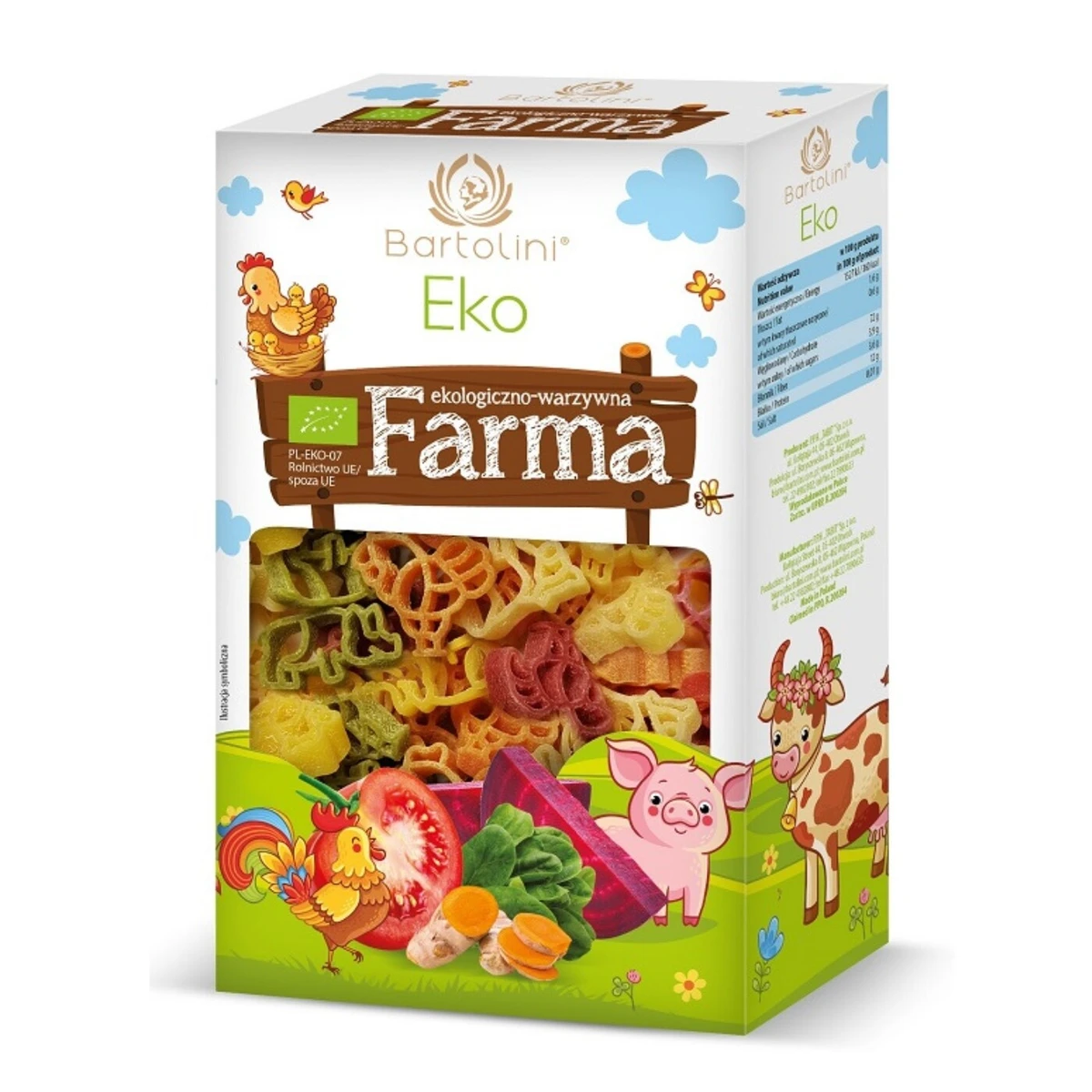 Makaron semolinowy z suszonymi warzywami dla dzieci FARMA Bio, Bartolini