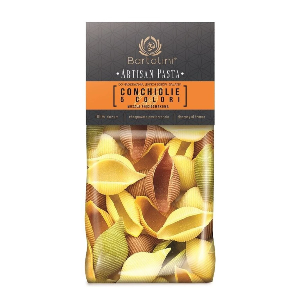 Makaron semolinowy 5-smakowy Conchiglie Muszle Bio, Bartolini