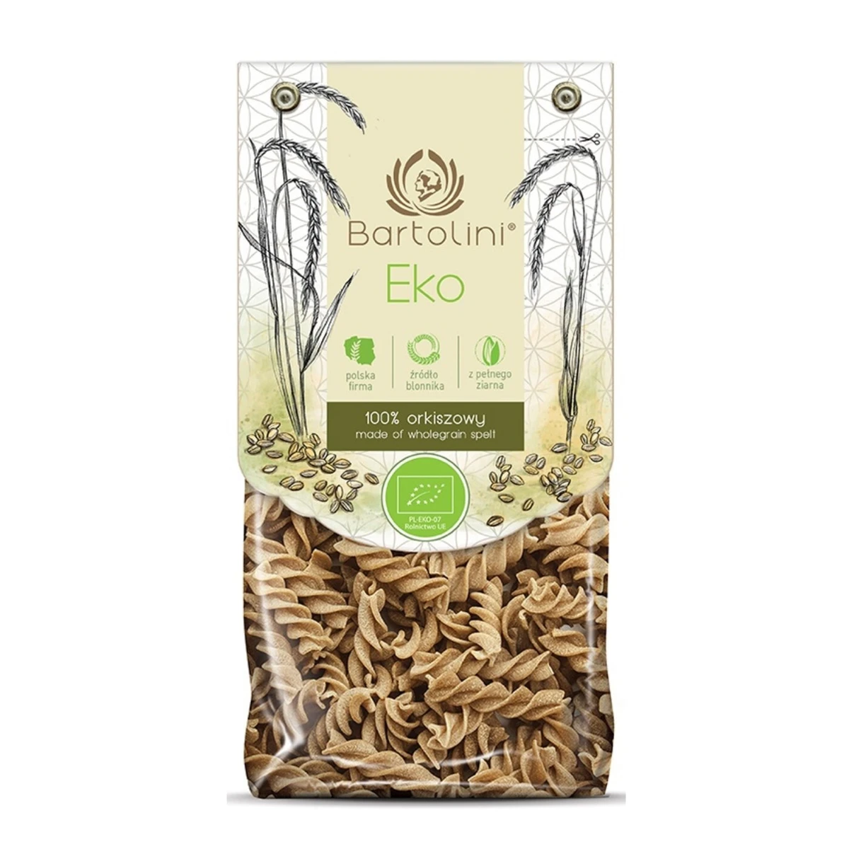 Makaron orkiszowy razowy świderki Bio, Bartolini