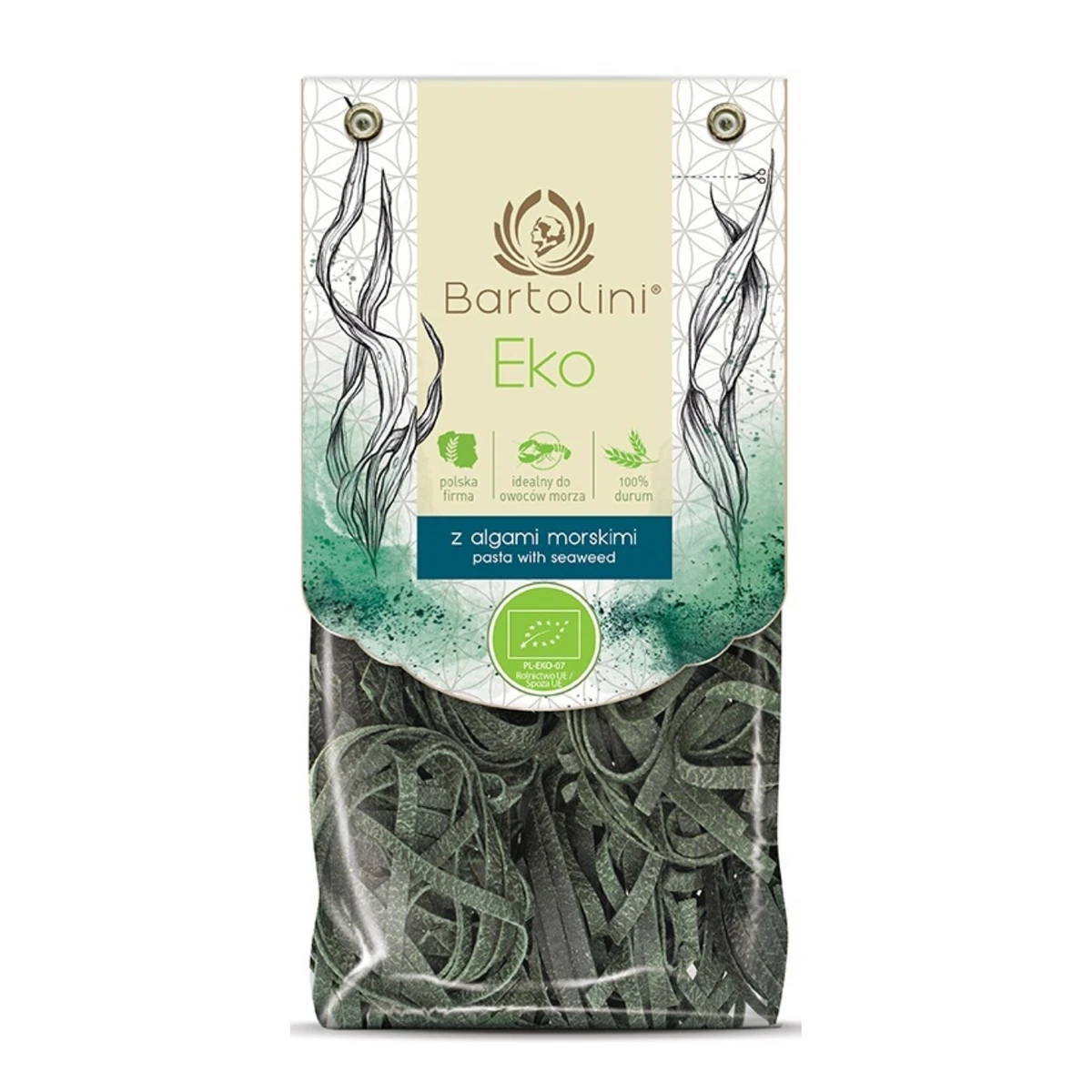 Makaron semolinowy z algami morskimi Gniazda Tagliatelle Bio, Bartolini