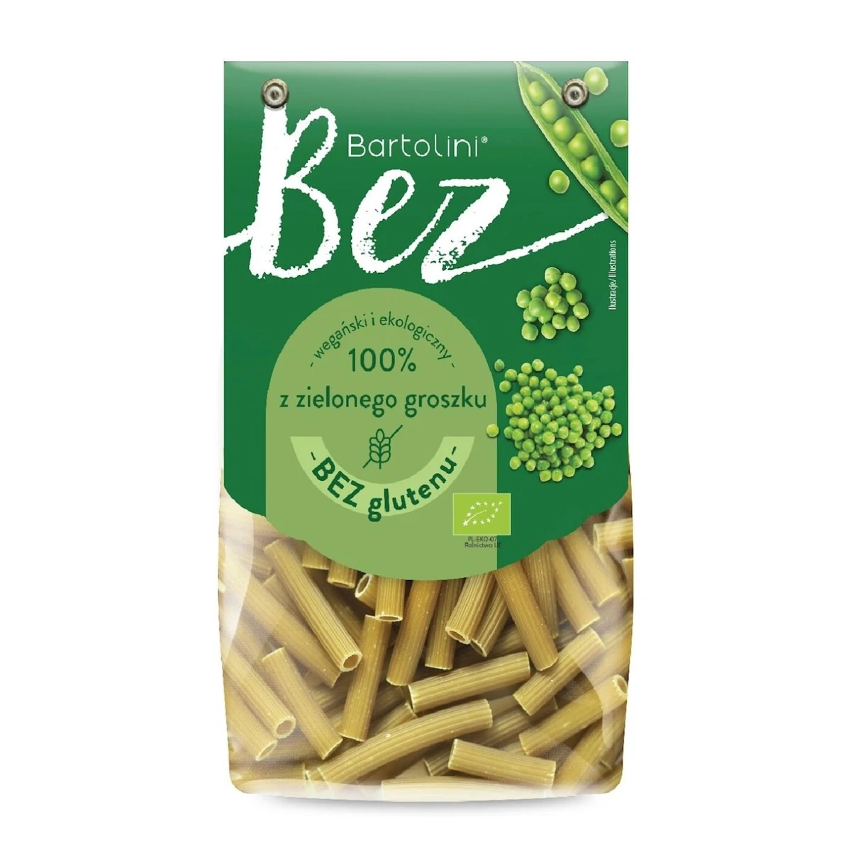 Makaron proteinowy z groszku zielonego rurka bezglutenowy Bio, Bartolini