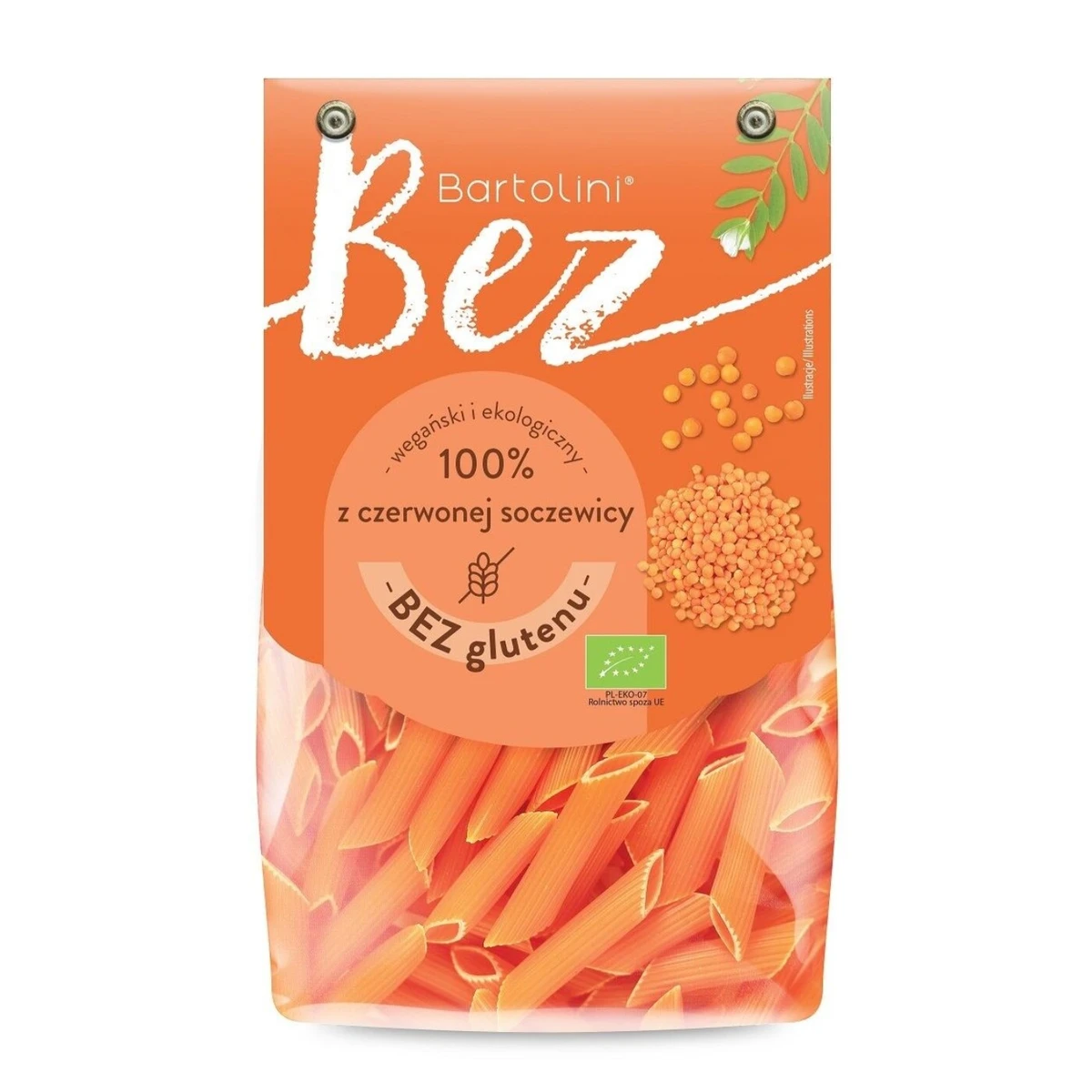 Makaron proteinowy z soczewicy czerwonej penne bezglutenowy Bio, Bartolini