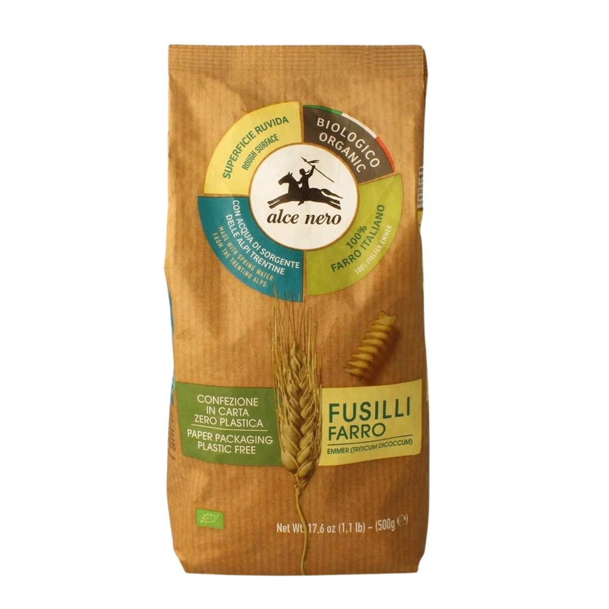 Makaron z płaskurki fusilli Bio, Alce Nero