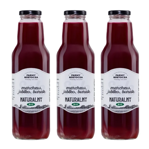 Sok marchew jabłko burak Bio, 3 butelki x 750 ml, Farmy Roztocza