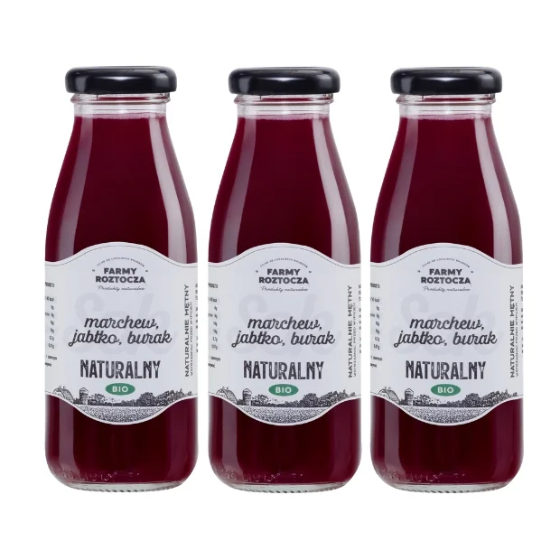 Sok marchew jabłko burak Bio, 3 butelki x 250 ml, Farmy Roztocza