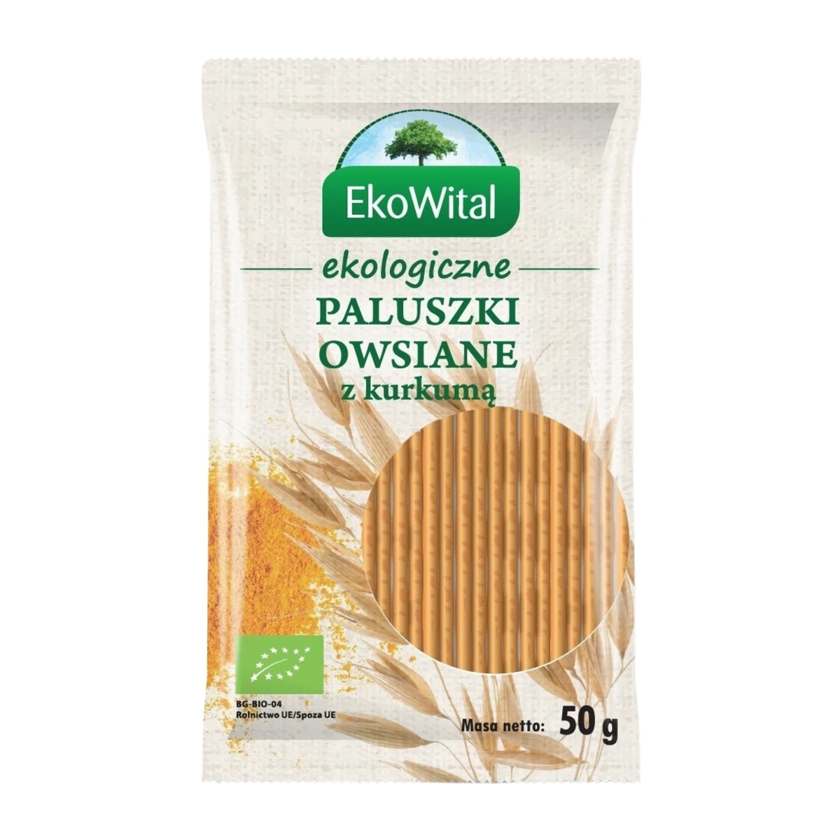 Paluszki owsiane pełnoziarniste z kurkumą Bio, EkoWital