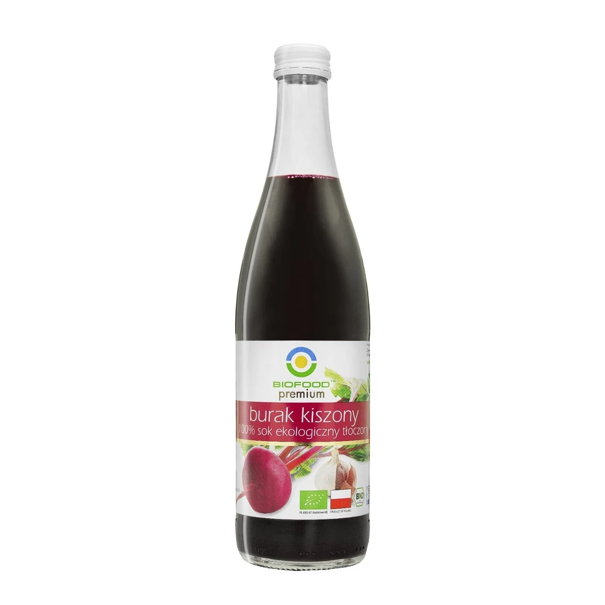 Sok z buraka kiszonego NFC bezglutenowy Bio, 500 ml, Biofood