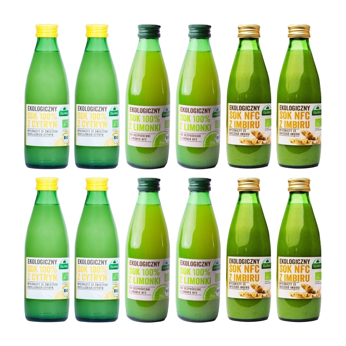 Zestaw soków: cytryna, limonka, imbir 12 szt., Eko Wital