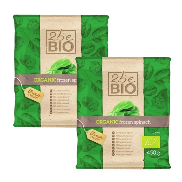 Szpinak mrożony Bio, 2 opakowania x 450 g, 2beBIO