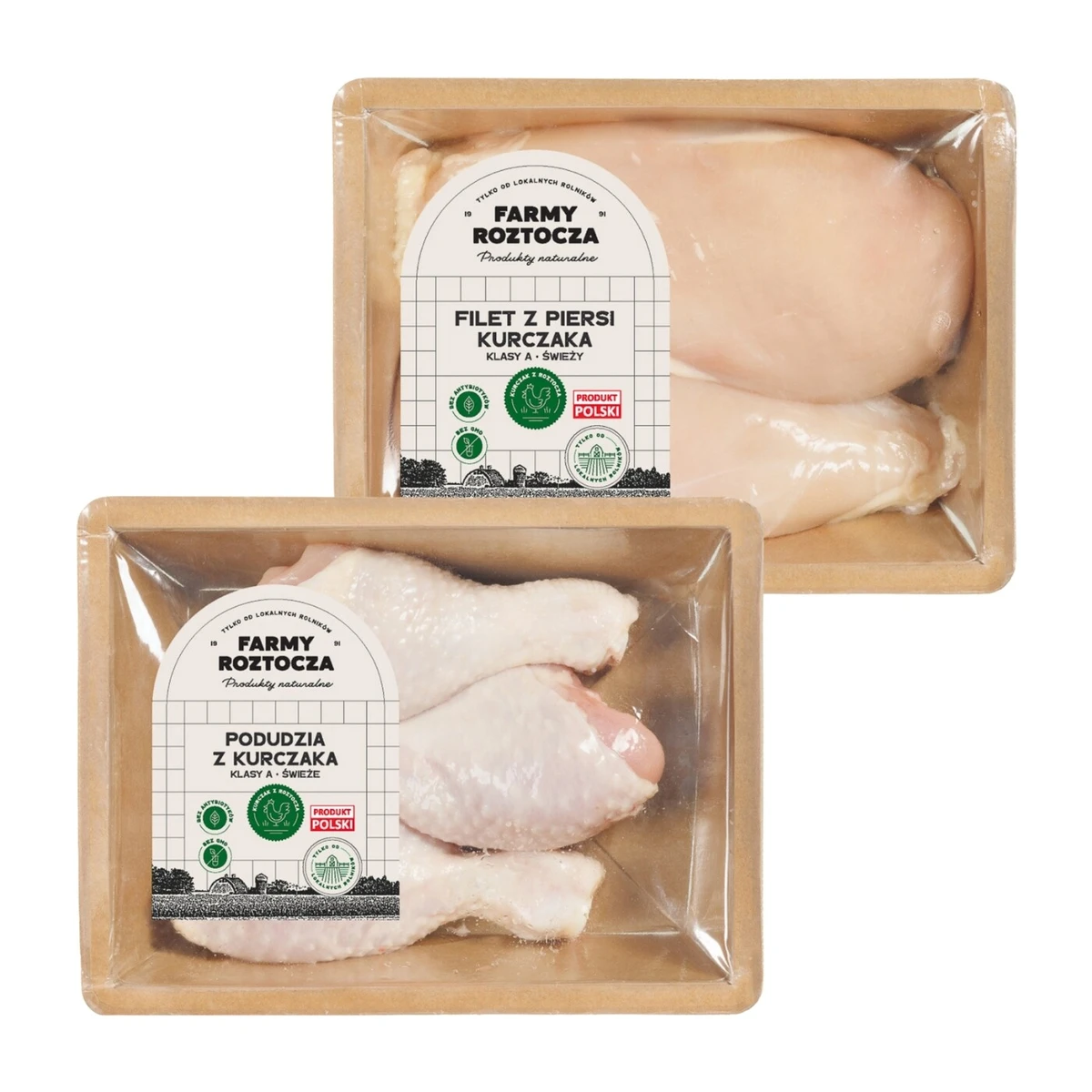 Zestaw mięsa drobiowego: podudzia z kurczaka, filet z piersi kurczaka, Farmy Roztocza