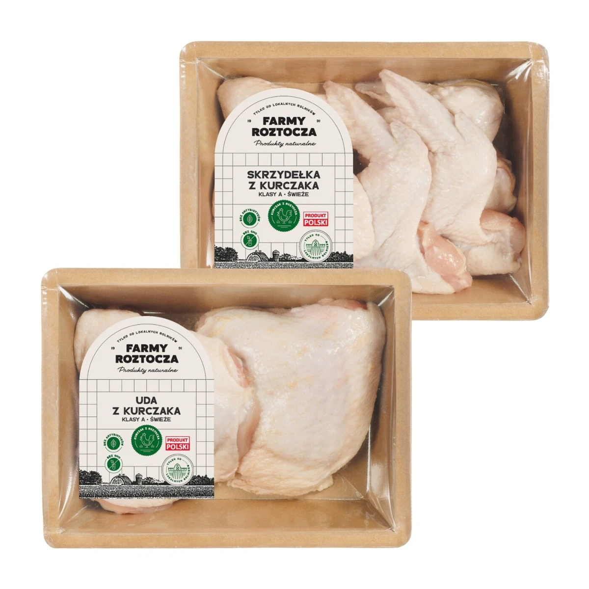 Zestaw mięsa drobiowego: uda z kurczaka, skrzydełka z kurczaka, Farmy Roztocza