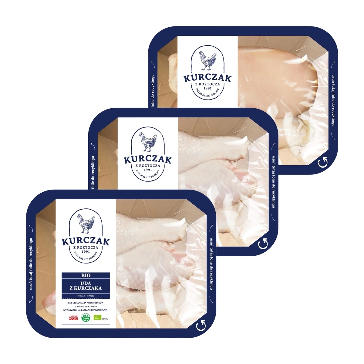 Zestaw mięsa Bio: 2 opakowania uda z kurczaka, filet z piersi kurczaka, Kurczak z Roztocza