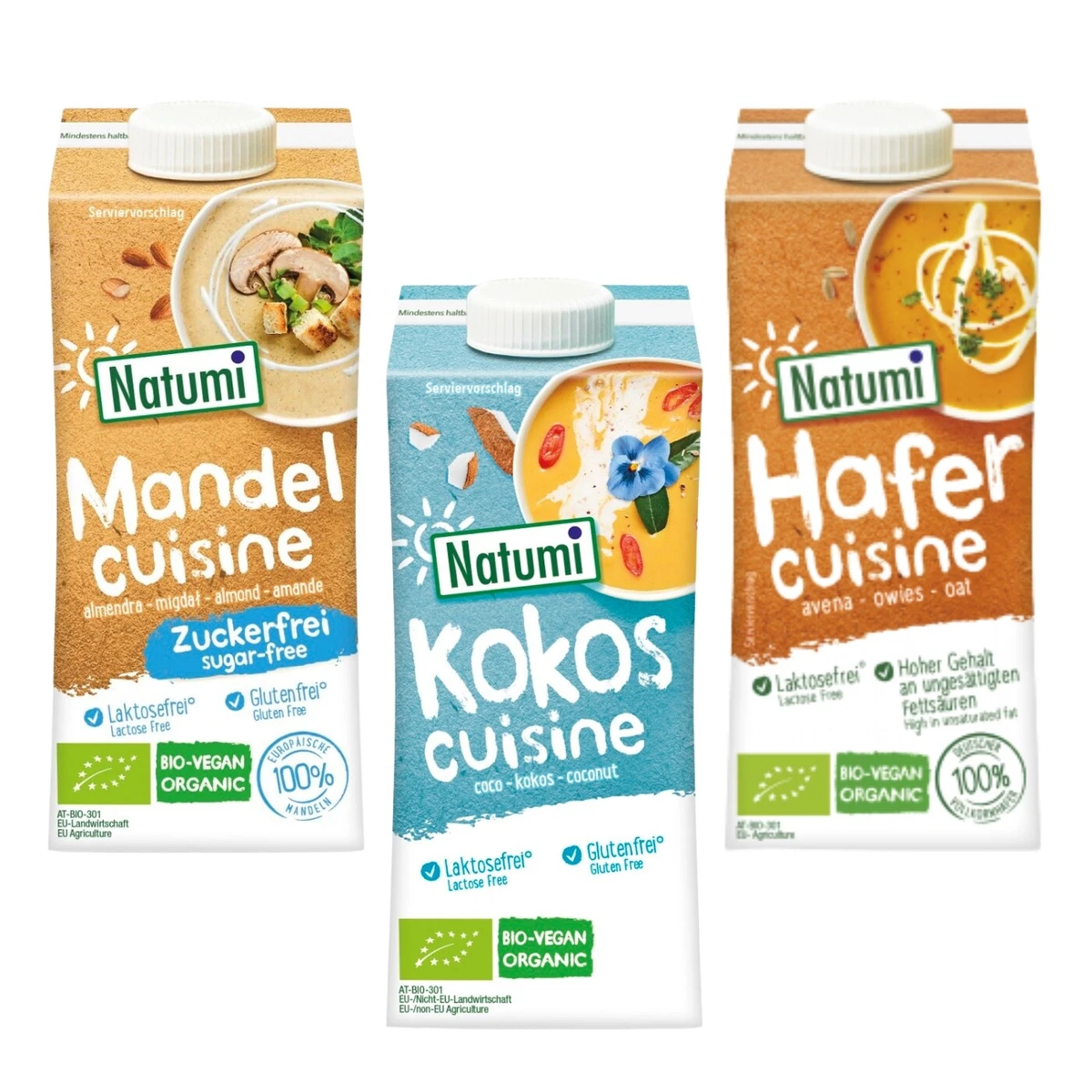 Zestaw kremów roślinnych BIO: migdałowy, kokosowy, owsiany