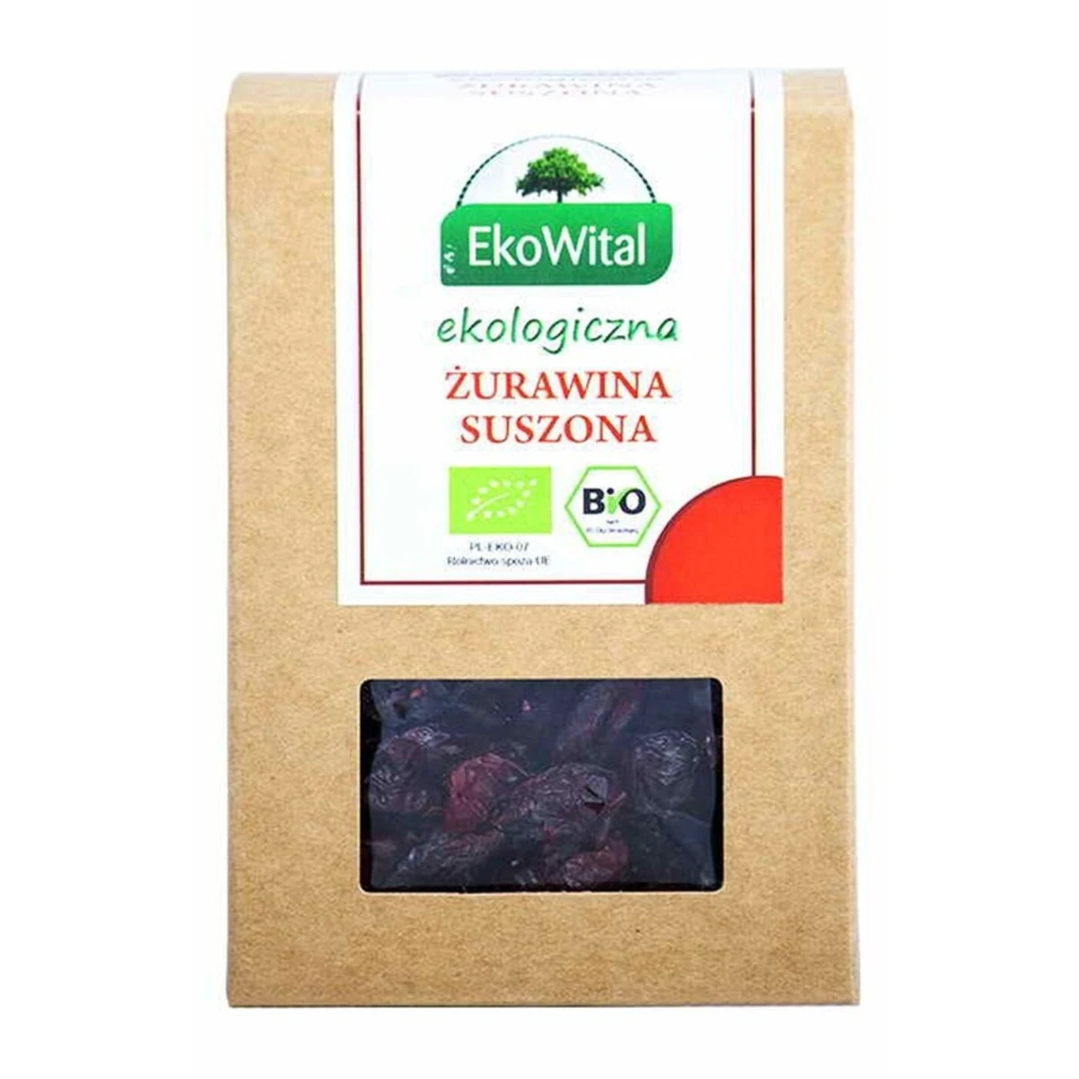 Żurawina suszona (słodzona cukrem trzcinowym) Bio, 125g, EkoWital