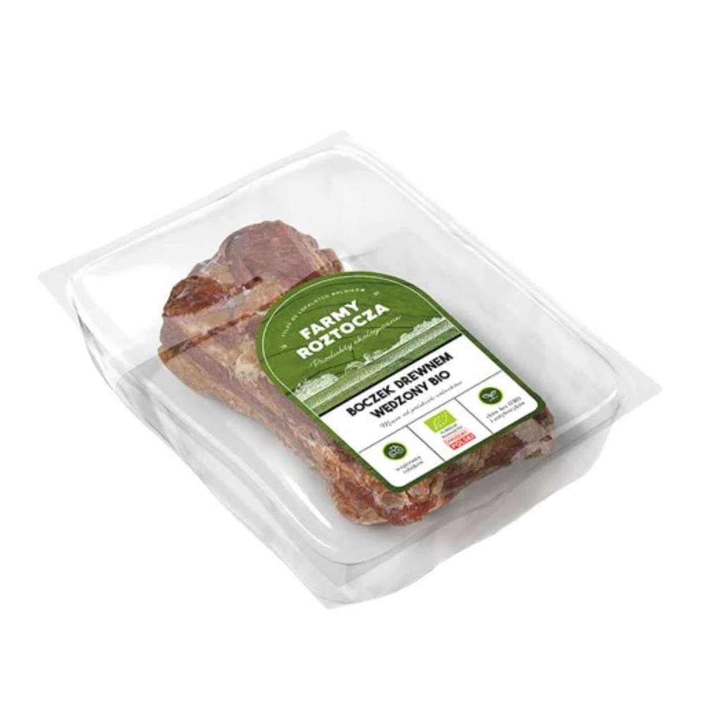 Boczek drewnem wędzony Bio, Farmy Roztocza