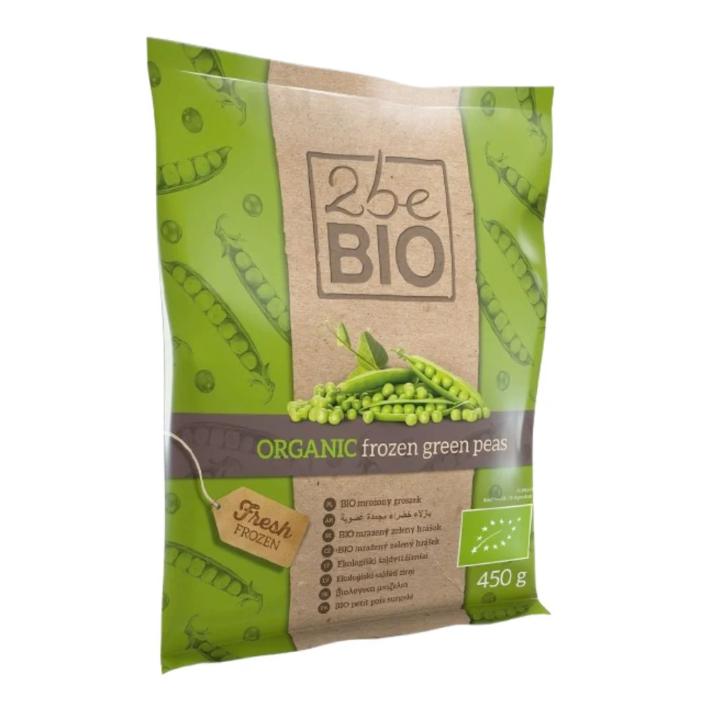 Groszek zielony mrożony Bio, 2 opakowania x 450 g, 2beBIO
