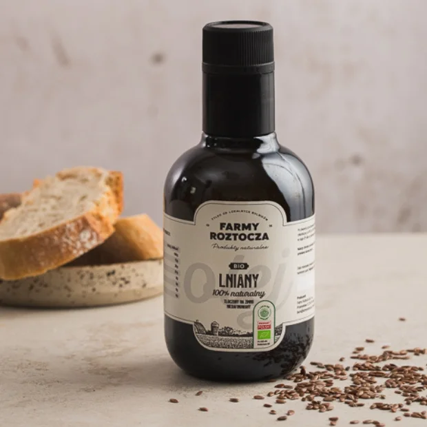 Olej Lniany Bio tłoczony na zimno, 250 ml, Farmy Roztocza