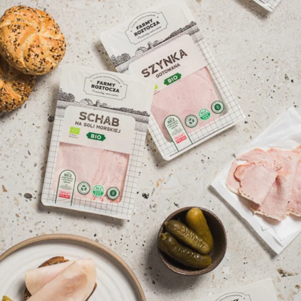 Szynka na soli morskiej w plastrach Bio 200g, Farmy Roztocza