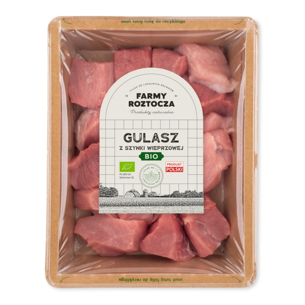 Gulasz wieprzowy z szynki BIO 300 g, Farmy Roztocza