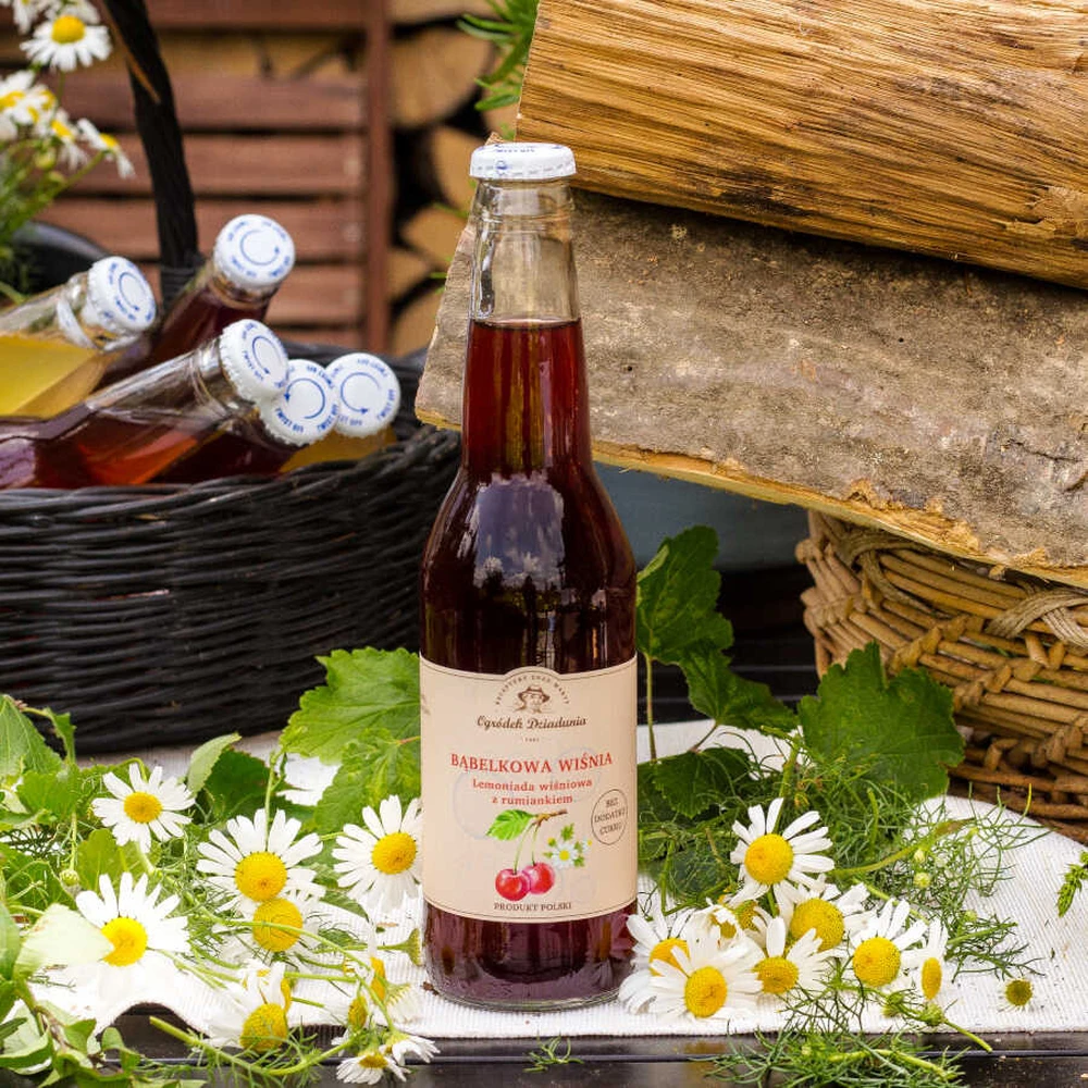 Lemoniada wiśniowa z rumiankiem - Bąbelkowa wiśnia z rumiankiem, Ogródek Dziadunia