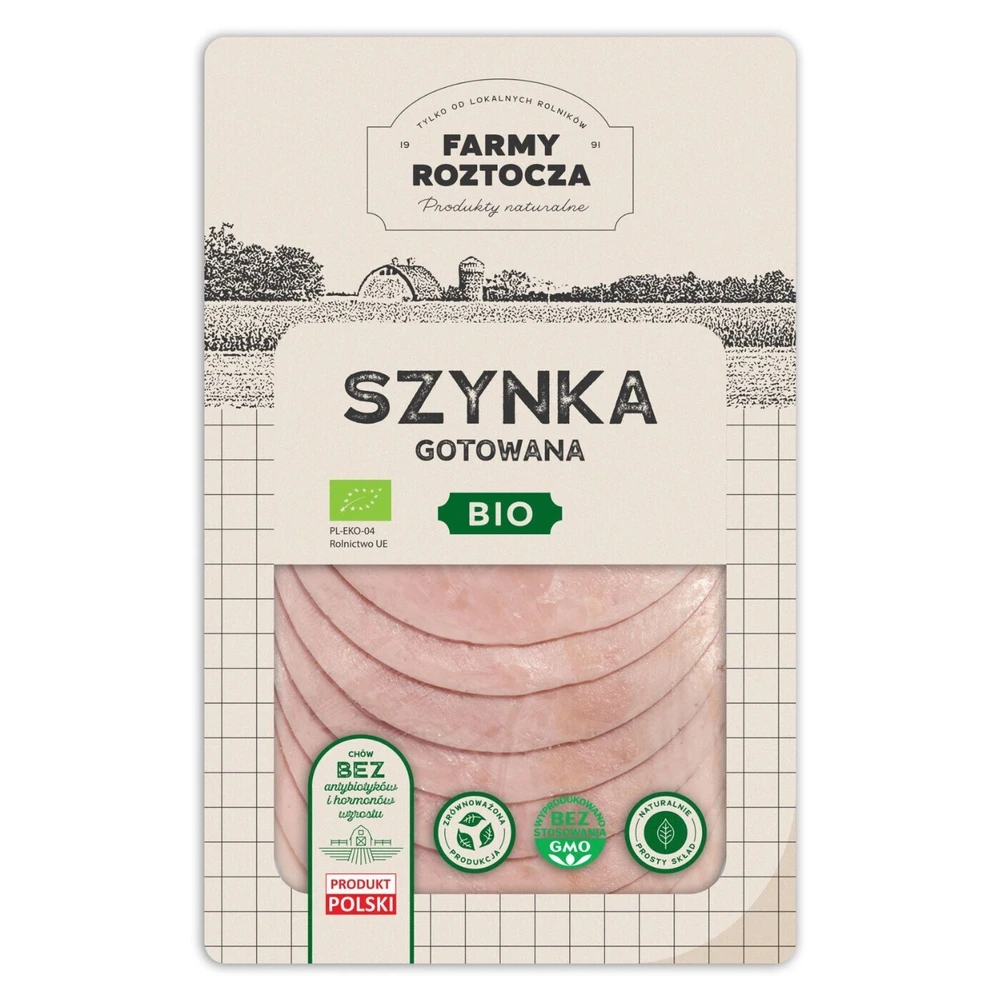 Szynka gotowana w plastrach Bio 200g, Farmy Roztocza