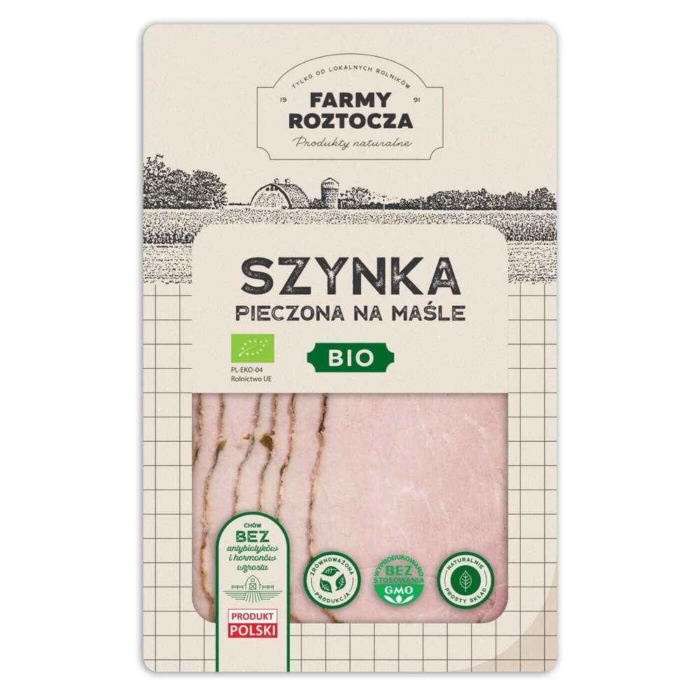 Szynka pieczona na maśle w plastrach Bio 200g, Farmy Roztocza